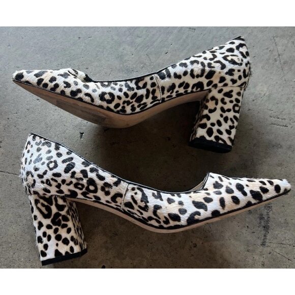 Marc Fisher Cheetah Print Heels Size 9M Block Heel Haircalf Pumps Classic Luxury - Picture 4 of 12